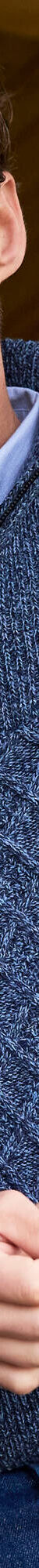 Kabeltrui in Iers tricot met truckerskraag (gespikkeld blauw) Kabeltrui in Iers tricot met truckerskraag (gespikkeld blauw)